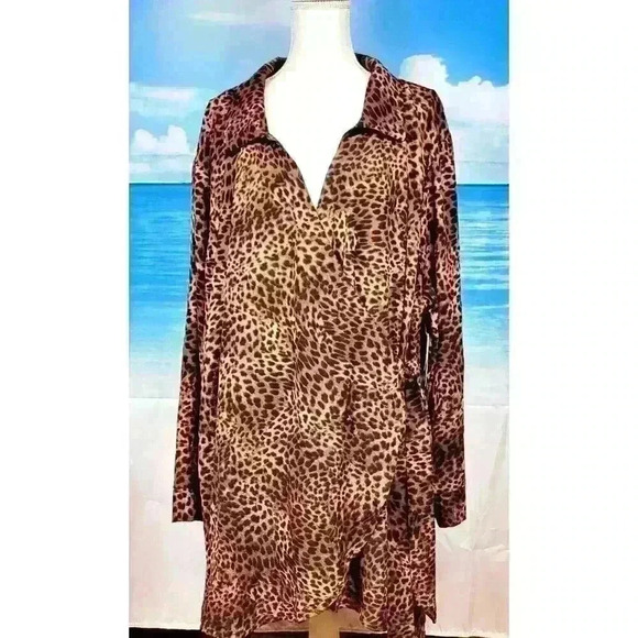 Dressing Robe NWT Time & Tru Beach Swim suit Cover Tunic ANIMAL Print size 3x - Picture 2 of 6